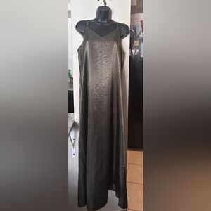 Elegant  Satin Olive Color Slip Dress